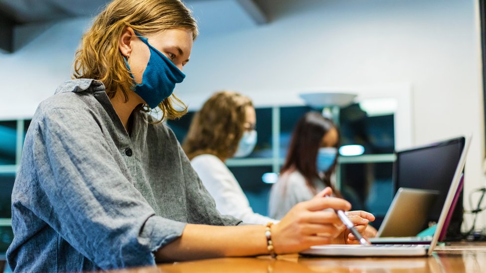 Students wearing masks