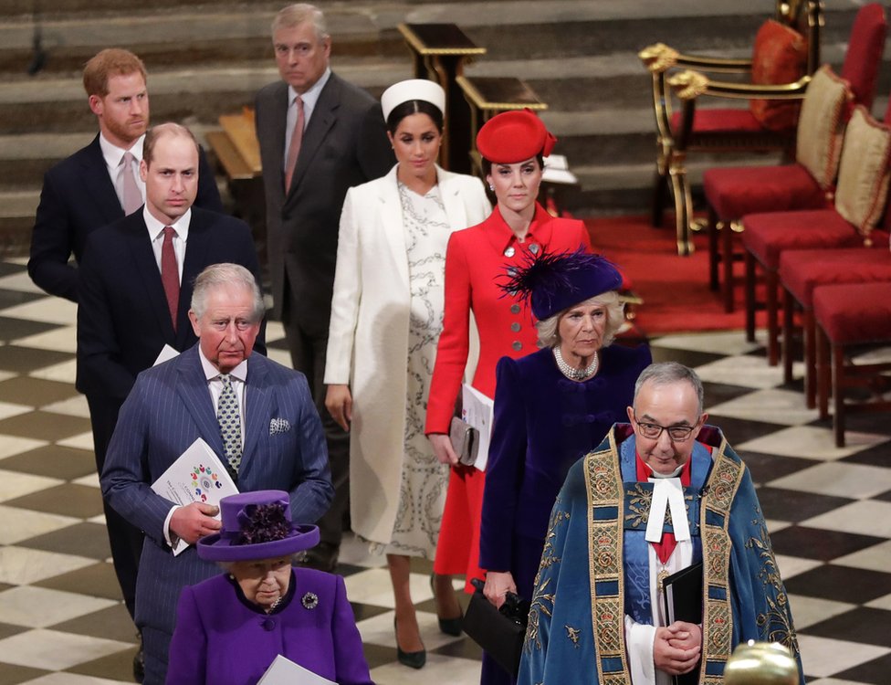 Royal family at the service at Westminster Abbey in March 2019