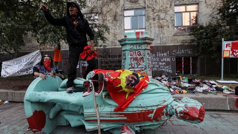 Egerton Ryerson: Statue toppled of architect of 'shameful' school system