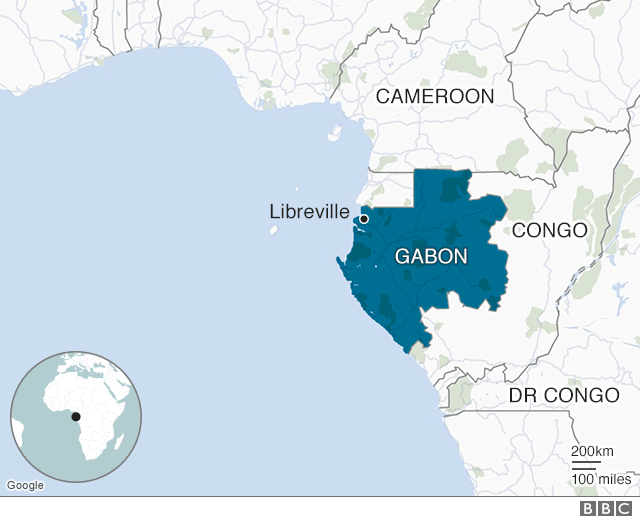 Карта с указанием местоположения Габона