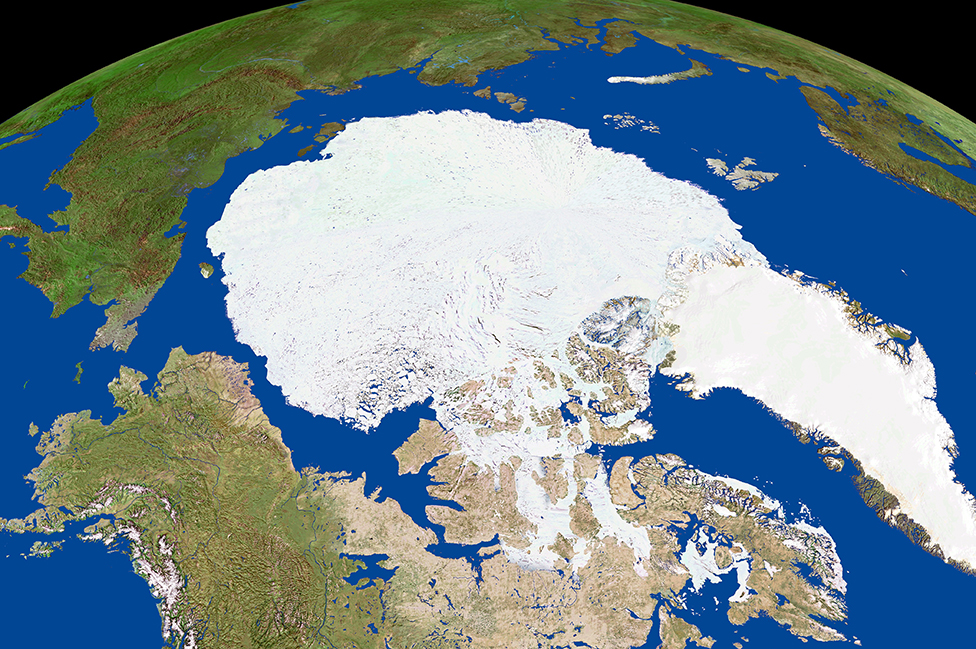Imagen satelital del Ártico, polos