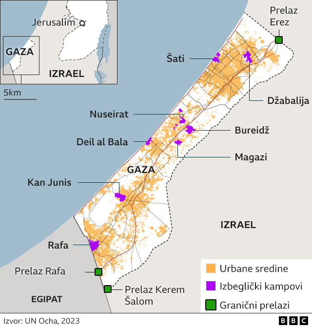 mapa Pojasa Gaze