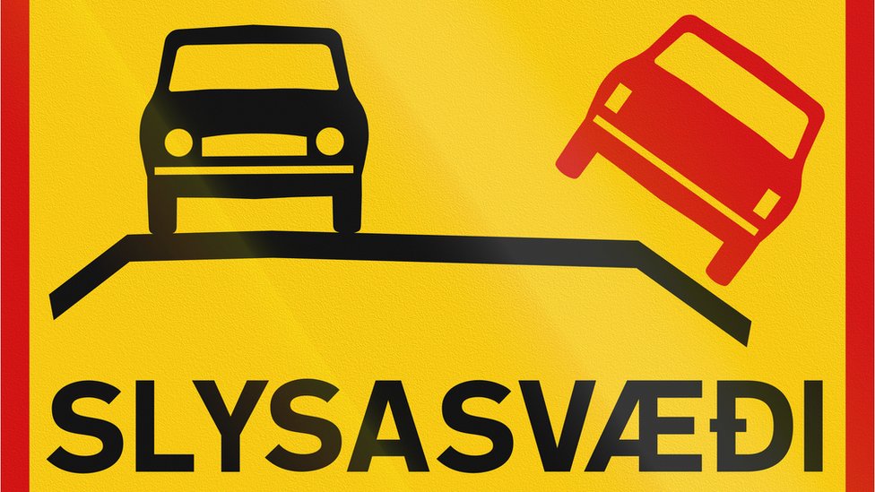 Pocas personas en el mundo saben que el texto de esta señal que dice "área de accidentes". Área de accidentes, en islandés