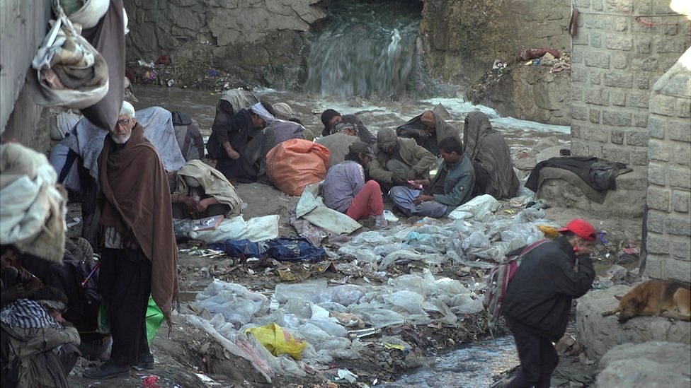 Drug addicts and users on the streets of the Afghan capital Kabul