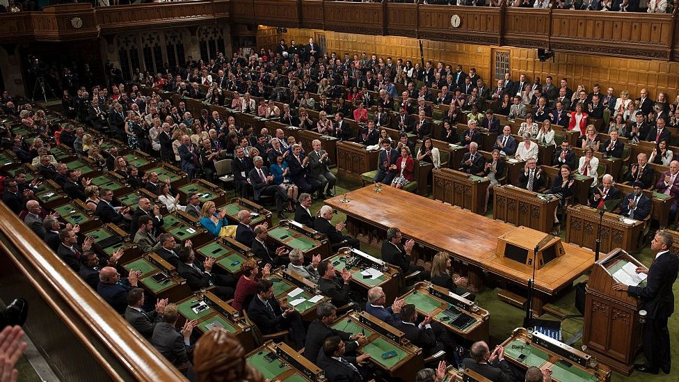 Vista de la Cámara de los Comunes del Parlamento de Canadá.