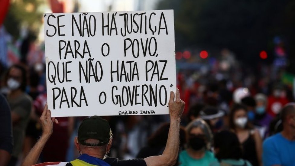 Protesto contra o presidente Jair Bolsonaro no último sábado, em São Paulo