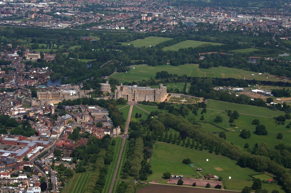 Windsor from the air, showing Windsor Castle