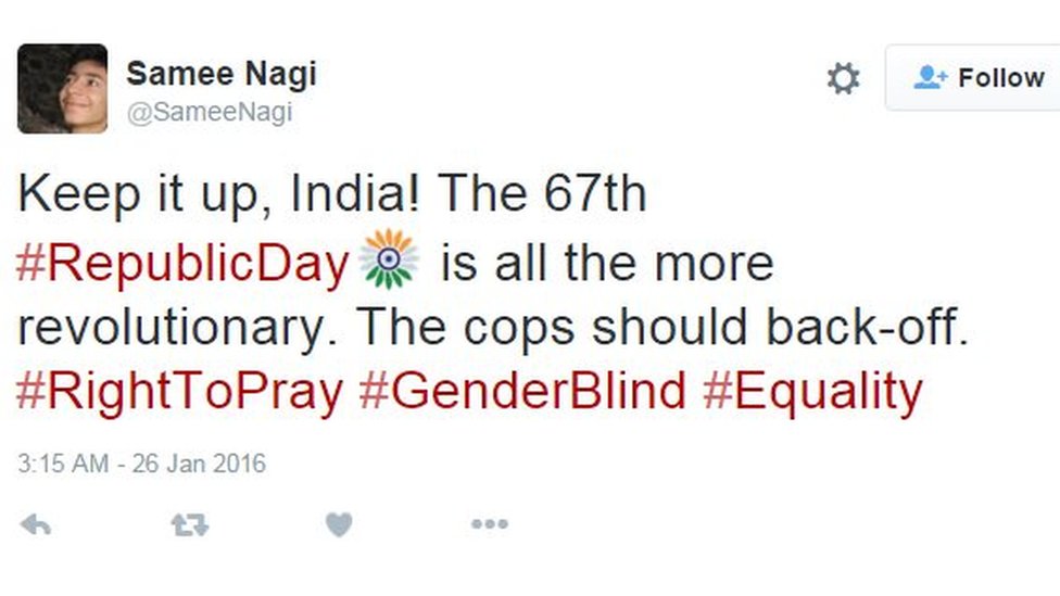 Так держать, Индия! 67-й #RepublicDay стал еще более революционным. Копы должны отступить. #RightToPray #GenderBlind #Equality