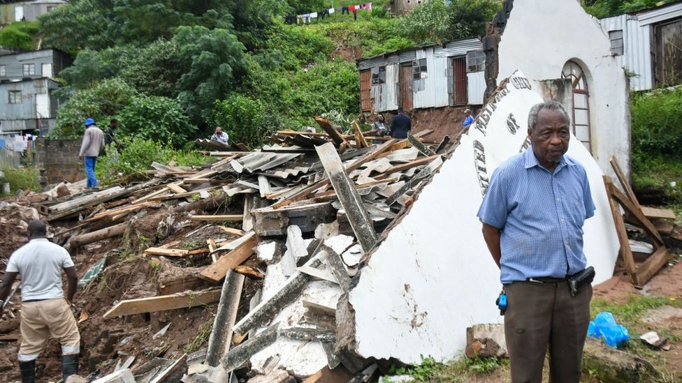Destruction at a church in Clermont on April 13, 2022 in Durban, South Africa