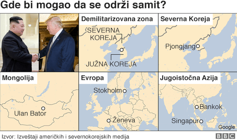 Mapa mesta gde bi mogao da se održi samit