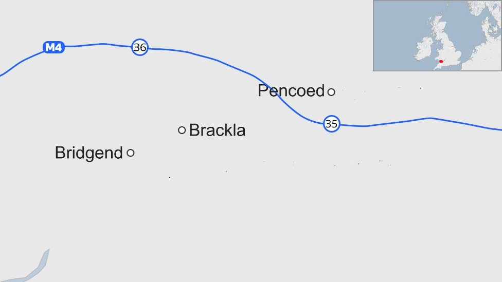 Карта автомагистрали в Бридженде