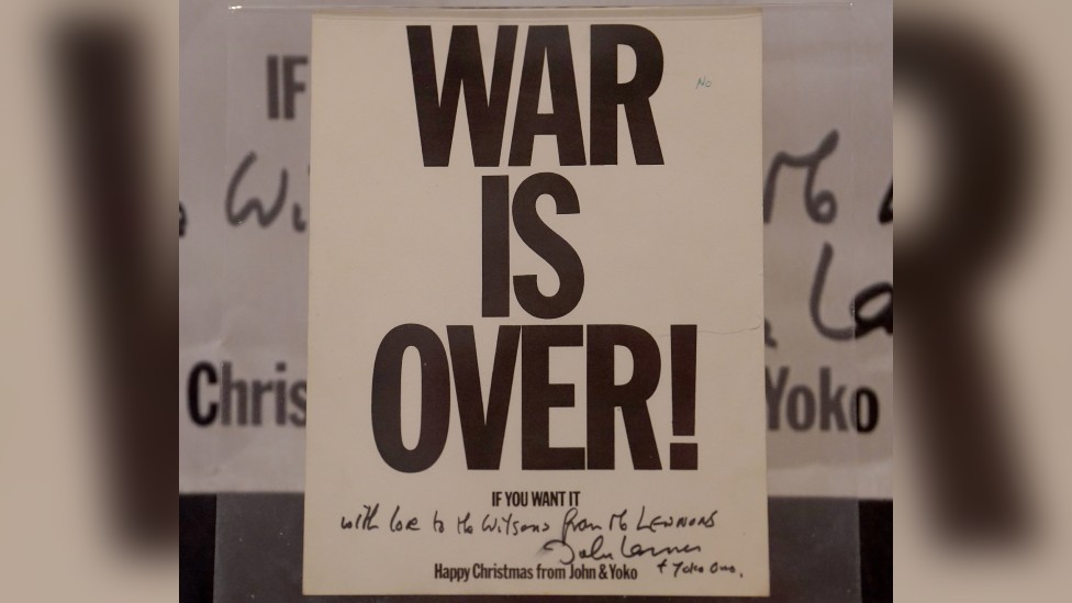 John Lennon and Yoko Ono: PM's 'War is Over' Christmas card on show