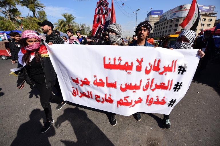 Bağdat'ta düzenlenen protesto gösterisi