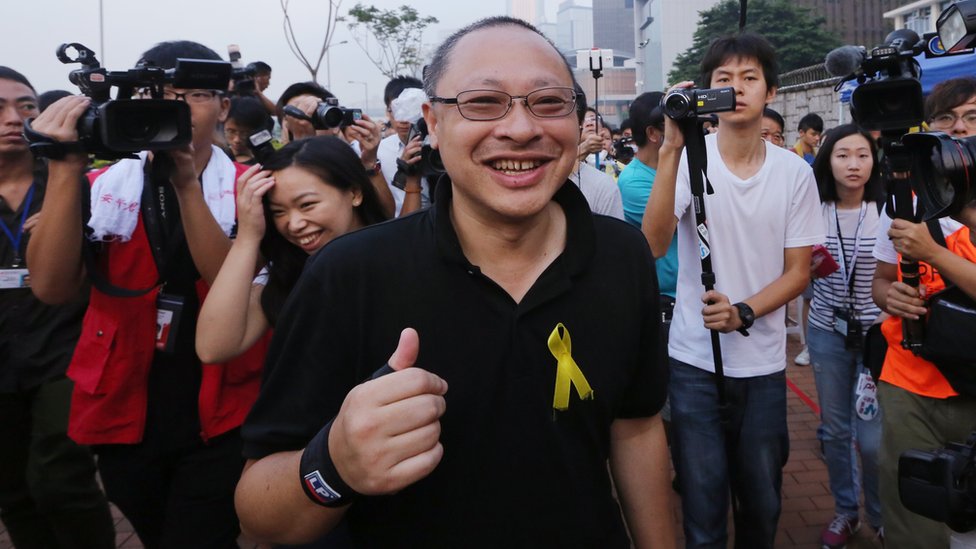 Бенни Тай на акции протеста в Гонконге