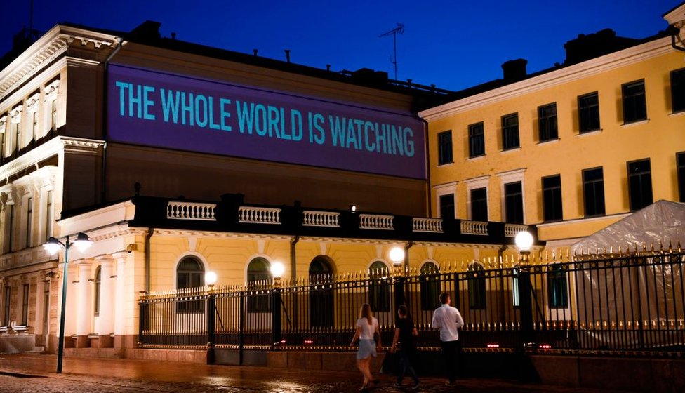 Vista del palacio presidencial en Finlandia.