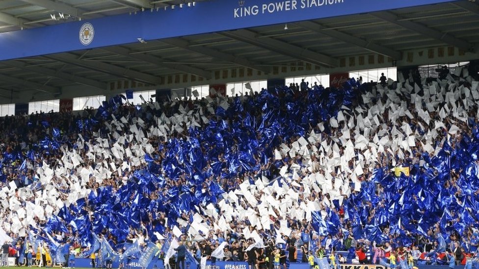 Leicester City fans cause 'biggest Vardyquakes' at King Power - BBC News