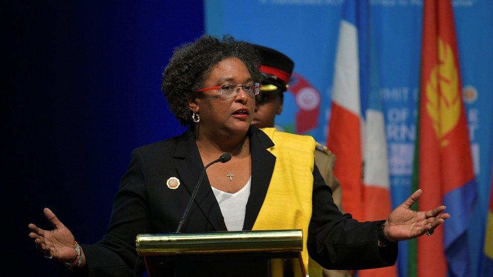 La primera ministra, Mia Mottley.