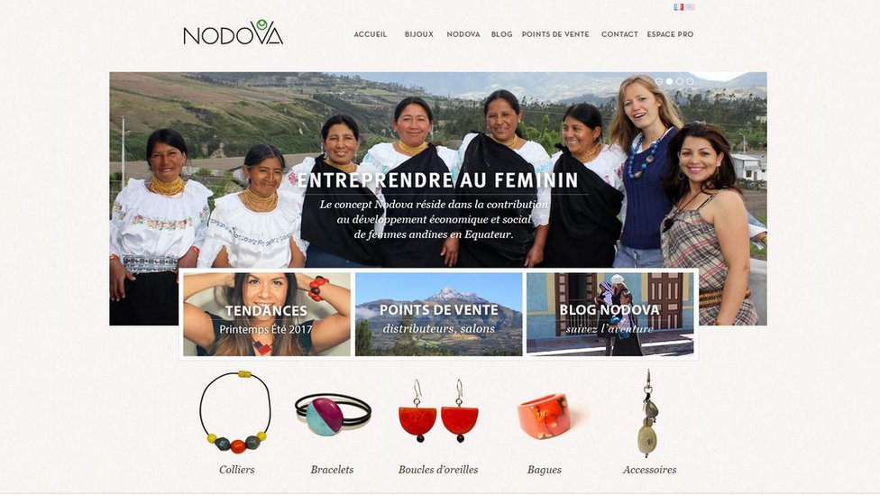 Marion Andron viaja a Ecuador dos veces al año para supervisar la producción de tagua, que está a cargo de siete mujeres locales que forman parte de una cooperativa. Página web de Nodova