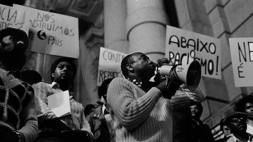 Antonio Leite em manifestação do MNU em julho de 1978