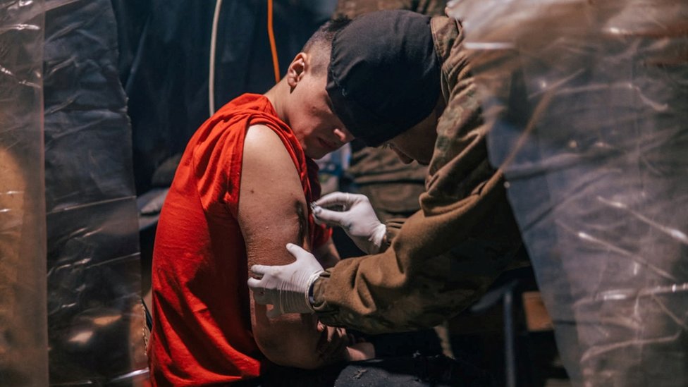 Wounded soldier inside the Azovstal steelworks