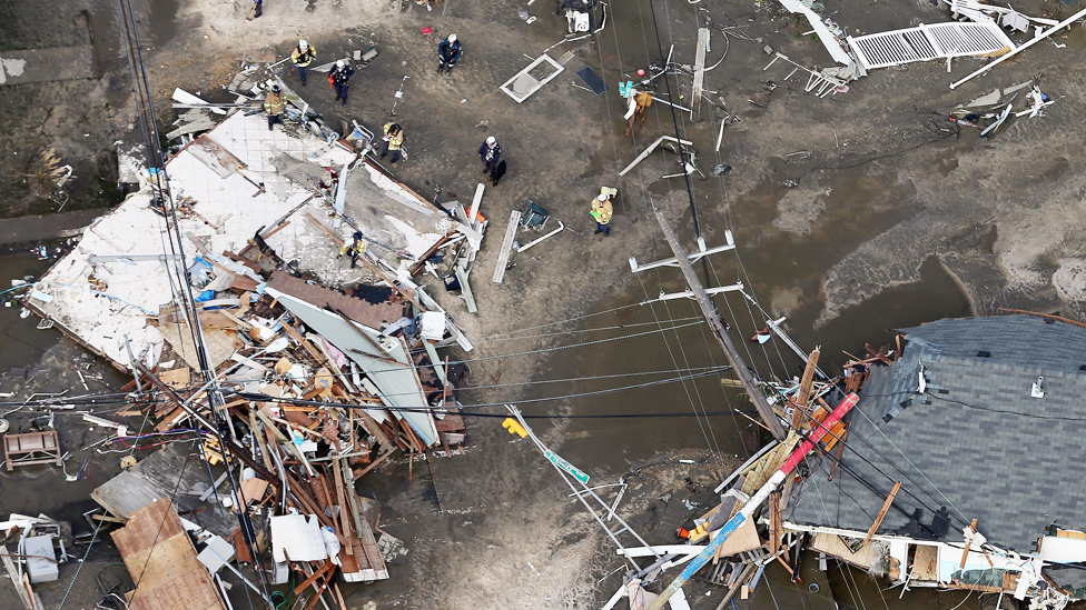 Daños a construcciones en la costa este de Estados Unidos causados por el huracán Sandy