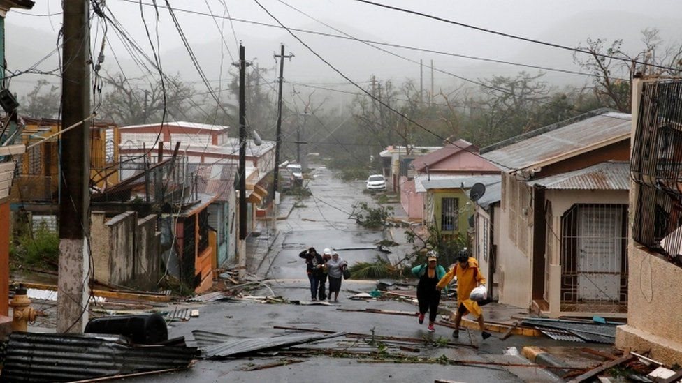 El huracán María, que azotó el Caribe, es sólo uno de varios desastres recientes. Puerto Rico después del huracán María.