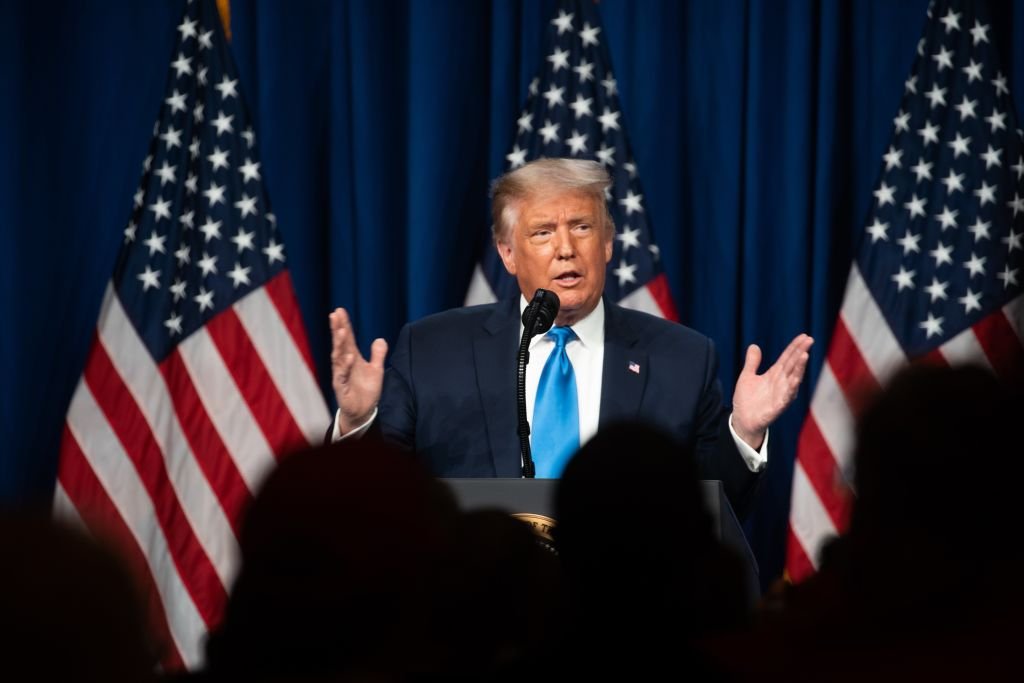 الرئيس الأمريكي دونالد ترامب متحدثا في المؤتمر الوطني للحزب الجمهوري، 24 أغسطس/آب 2020