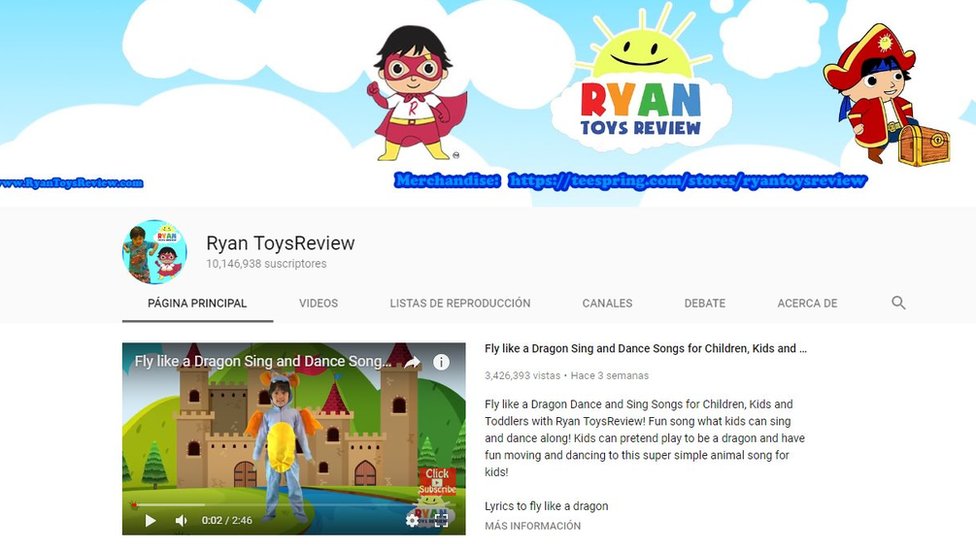 Imagen del canal de YouTube Ryan ToysReview