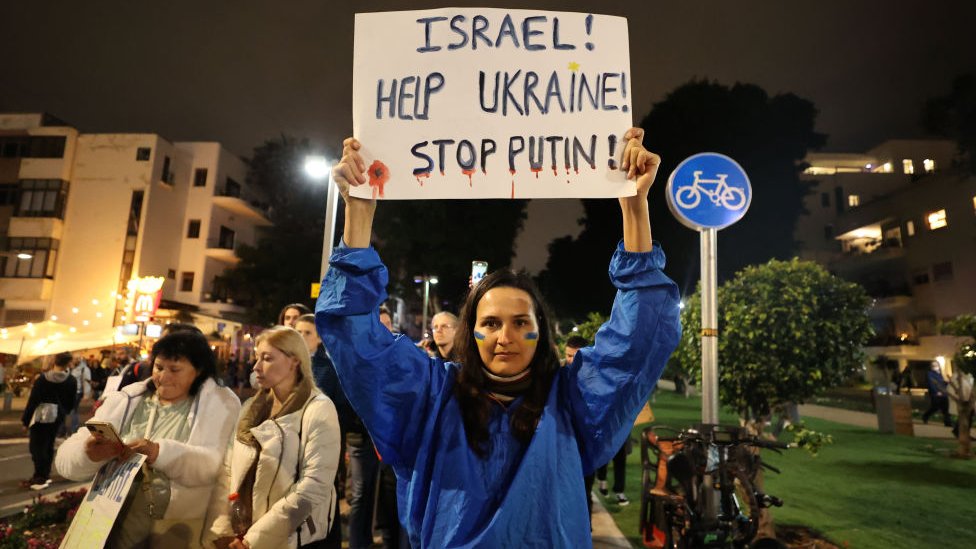 Manifestantes piden a Israel que ayude a Ucrania y que 