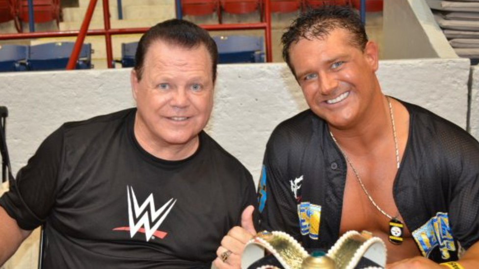 WWE star Jerry Lawler pays 'ring gear' homage to son Brian - BBC News