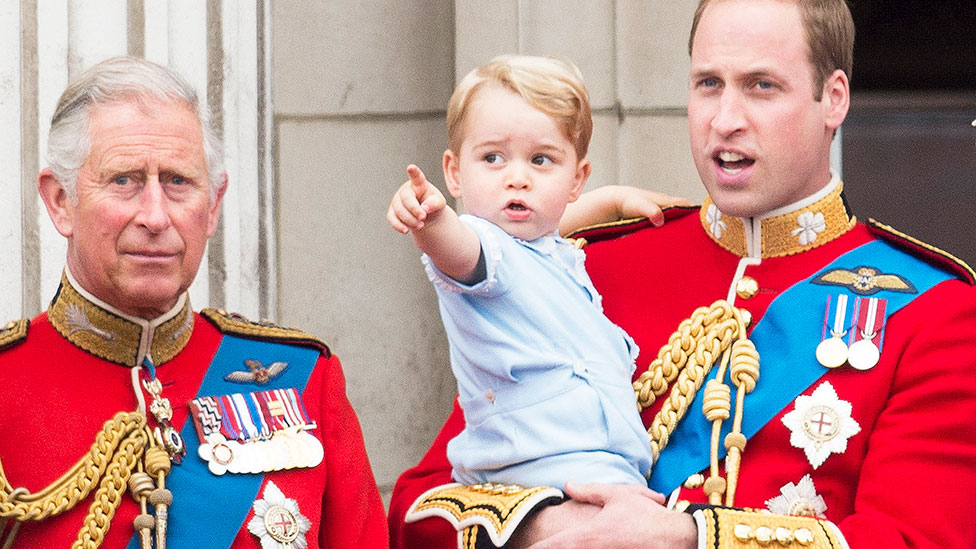 Image showing King Charles III, Prince George of Wales and William, Prince of Wales