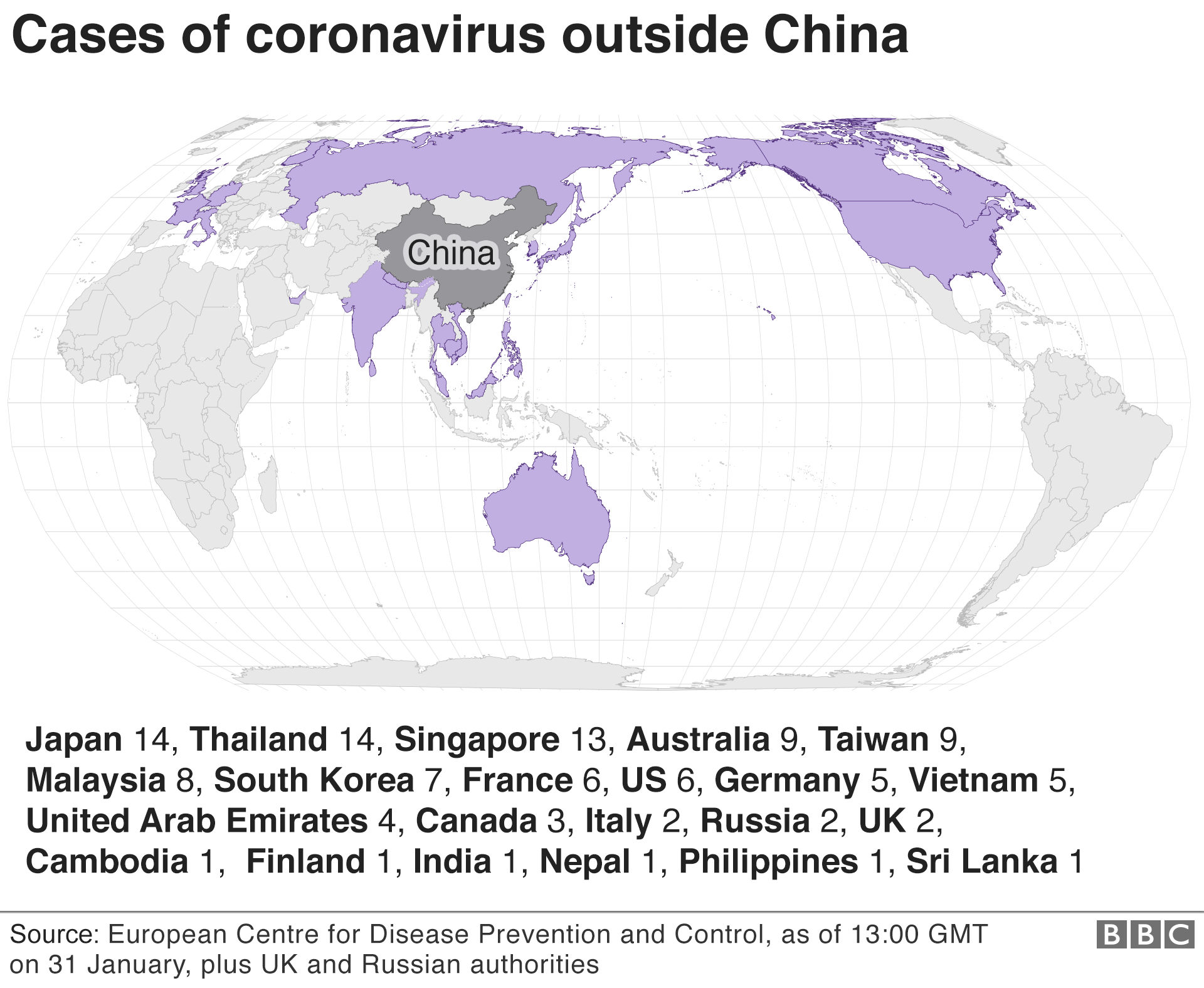 Карта, показывающая глобальное распространение коронавируса