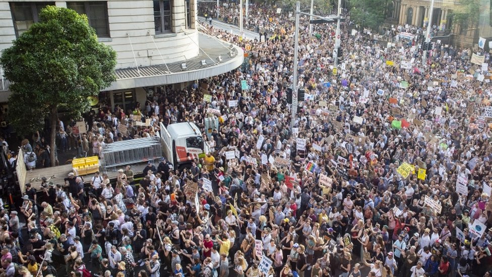 Sydney'de Cuma günü düzenlenen protesto gösterisi