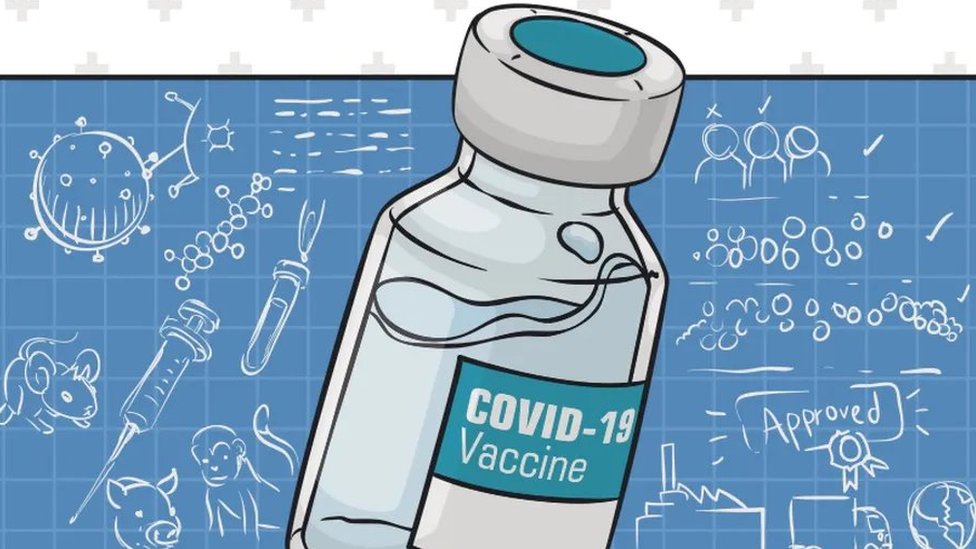 Ilustração de frasco de vacina contra covid-19