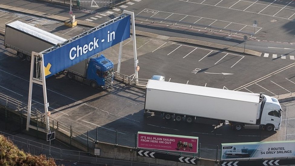 Lorries arriving at the Port of Dover