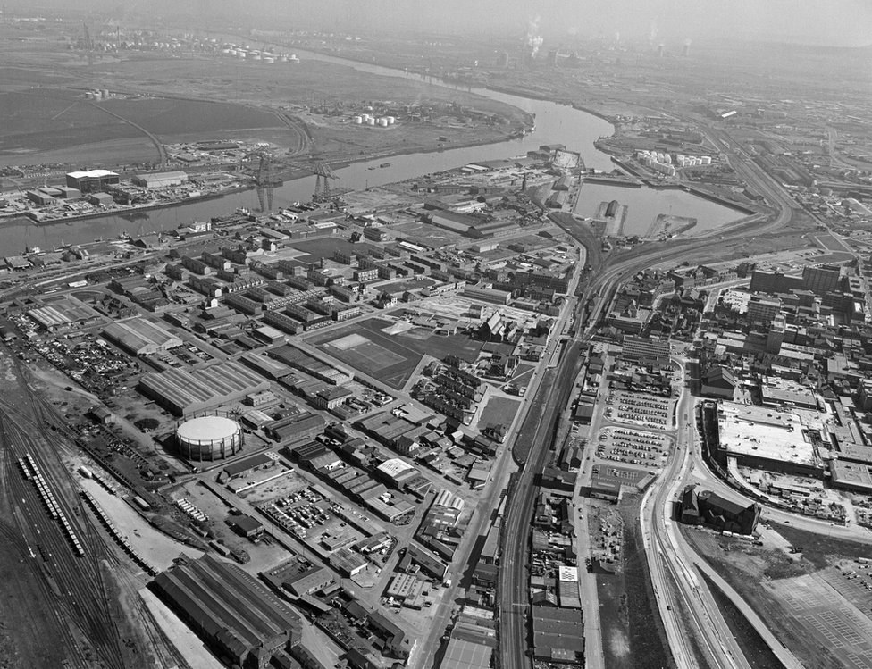 Вид с воздуха на Мидлсбро в 1981 году