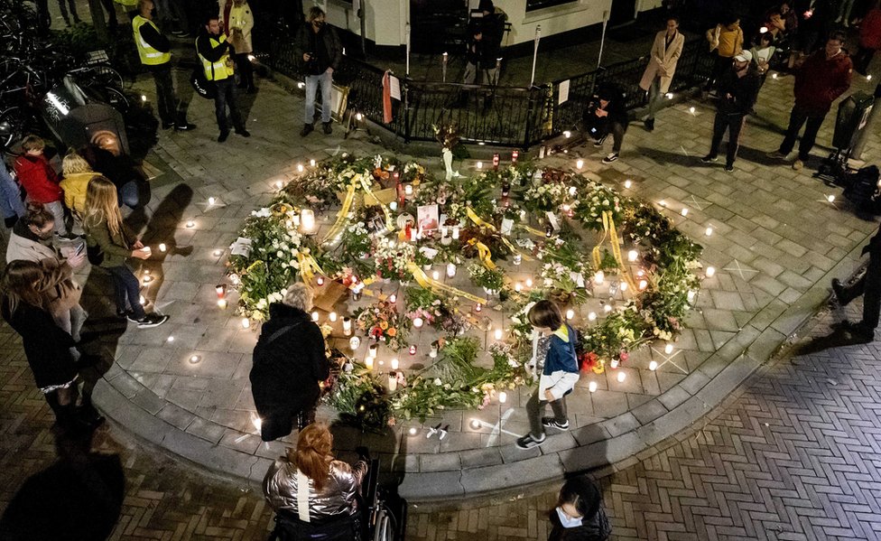 Mourners during the commemoration of a teacher in Arnhem on 7 November