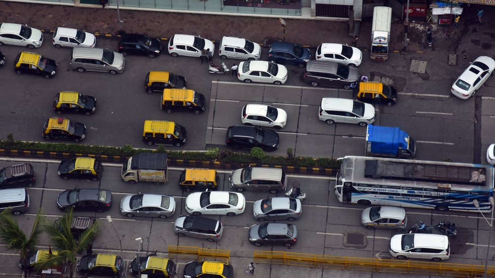 Aerial view of Mumbai street