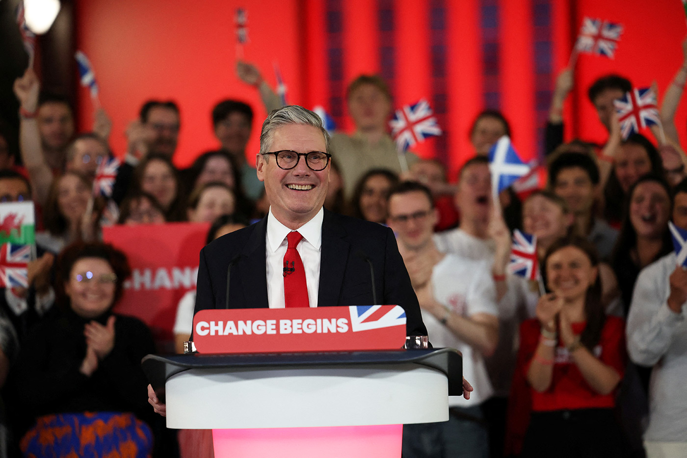 The UK Labour Party wins a historic election and takes to power.