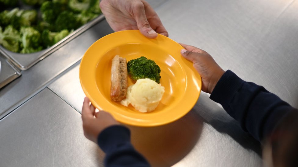 A plate with food in a UK school