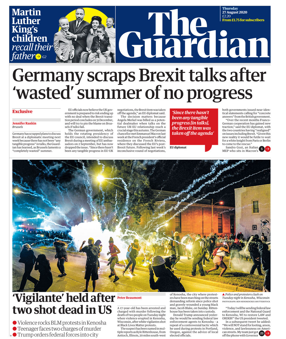 Guardian front page