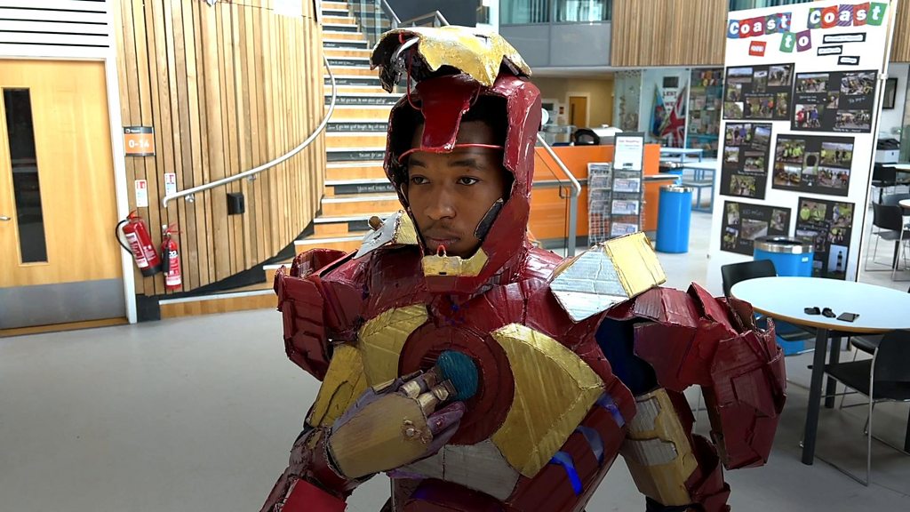 Replica Iron Man suit built out of cardboard by schoolboy