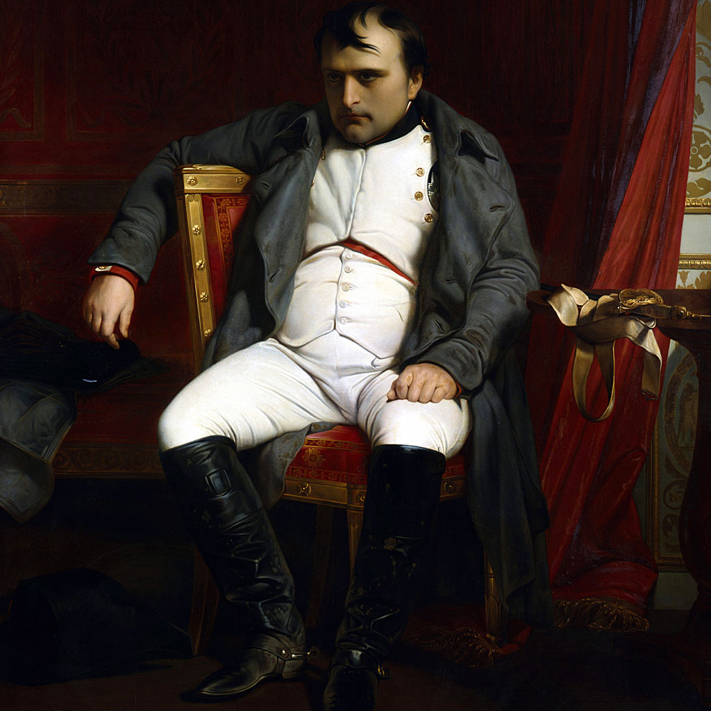 Napoleón en Fontainbleau durante la primera abdicación - abril de 1814 '. Napoleón Bonaparte (1769-1821). (Hippolyte) Paul Delaroche (1797-1859), pintor francés. Óleo sobre lienzo. Musée de l'Armee, París.