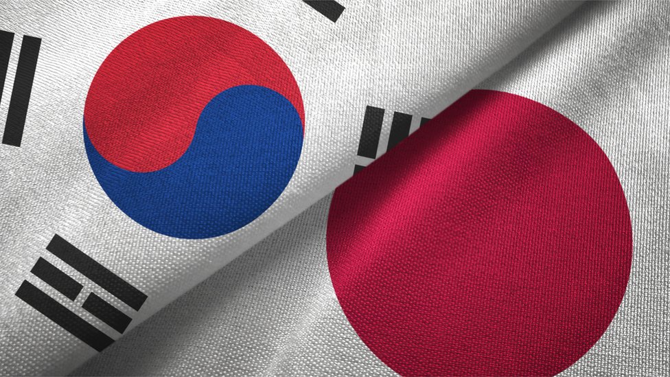 Banderas Corea del Sur y Japón