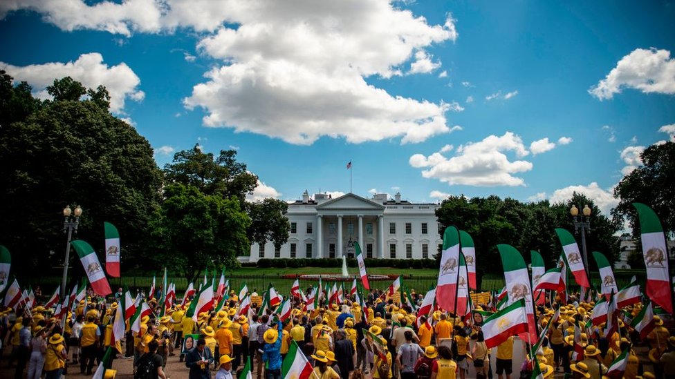 Una manifestación frente a la Casa Blanca de partidarios de un cambio de régimen en Irán.