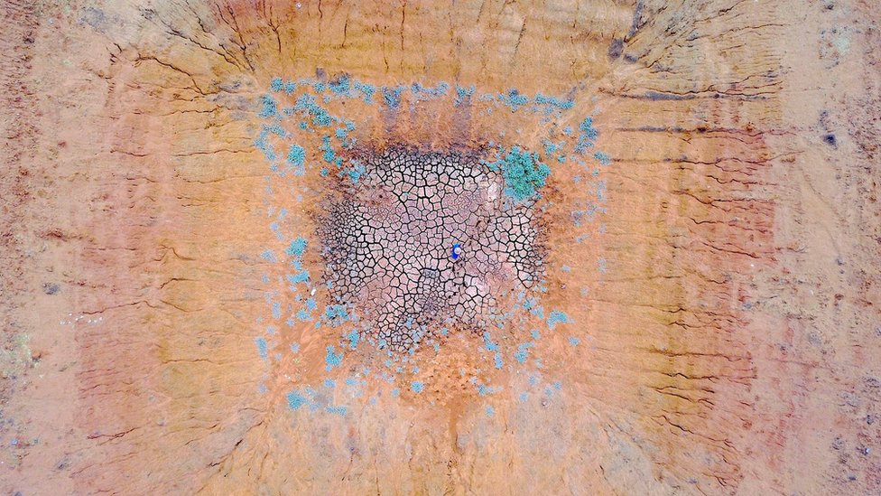 Una represa seca, cerca de Gunnedah en Nueva Gales del Sur.
