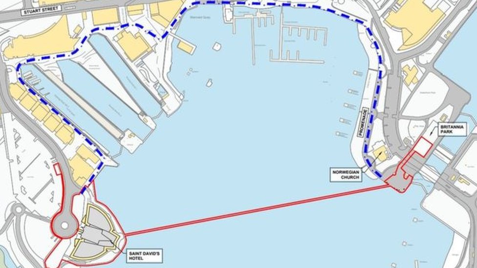 Компания City Zip планировала установить 350-метровый трос на набережной Кардиффского залива