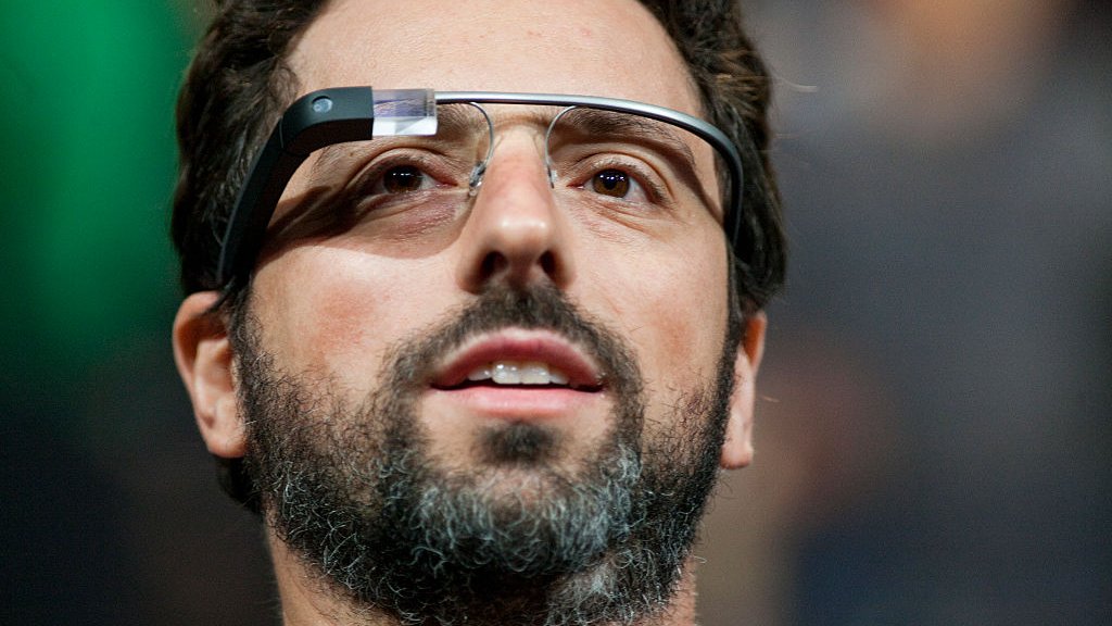 Google co-founder Sergey Brin with his Google Glass.