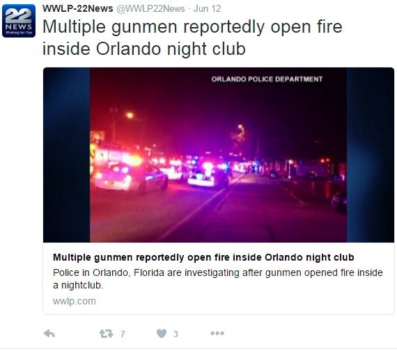 Сообщается, что многочисленные боевики открывают огонь в ночном клубе Орландо