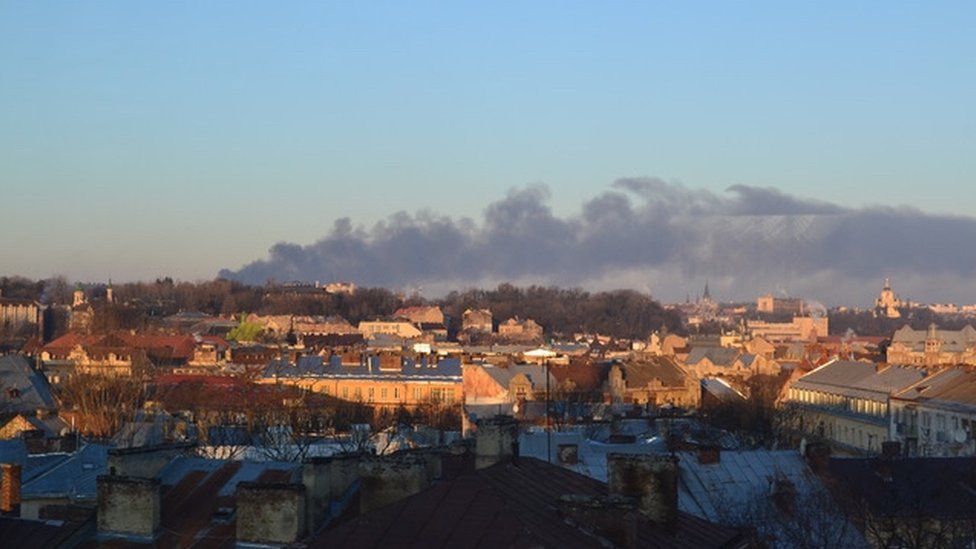 Smoke near Lviv, 18 March